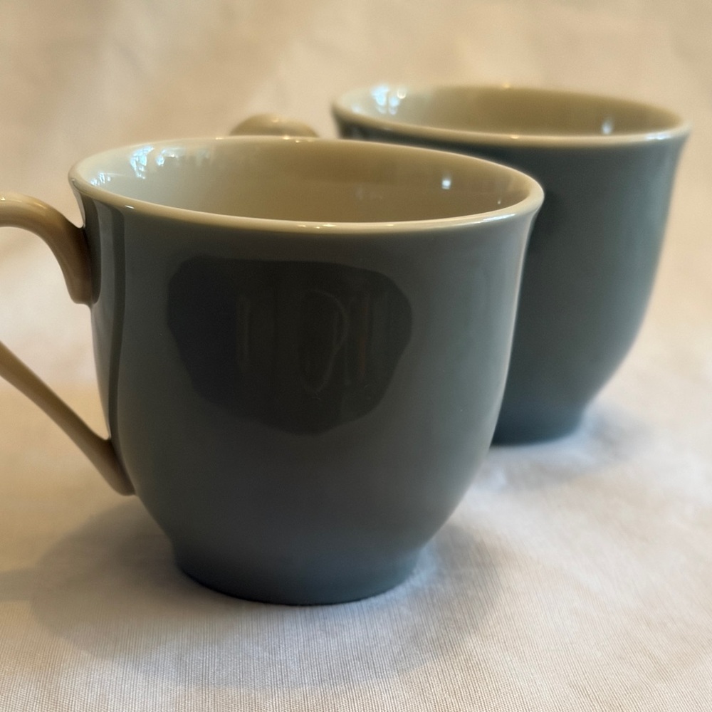 Lenox Special Made In USA ~Espresso Cups ~ Blue/Green w/White Handle ~ Set of 2